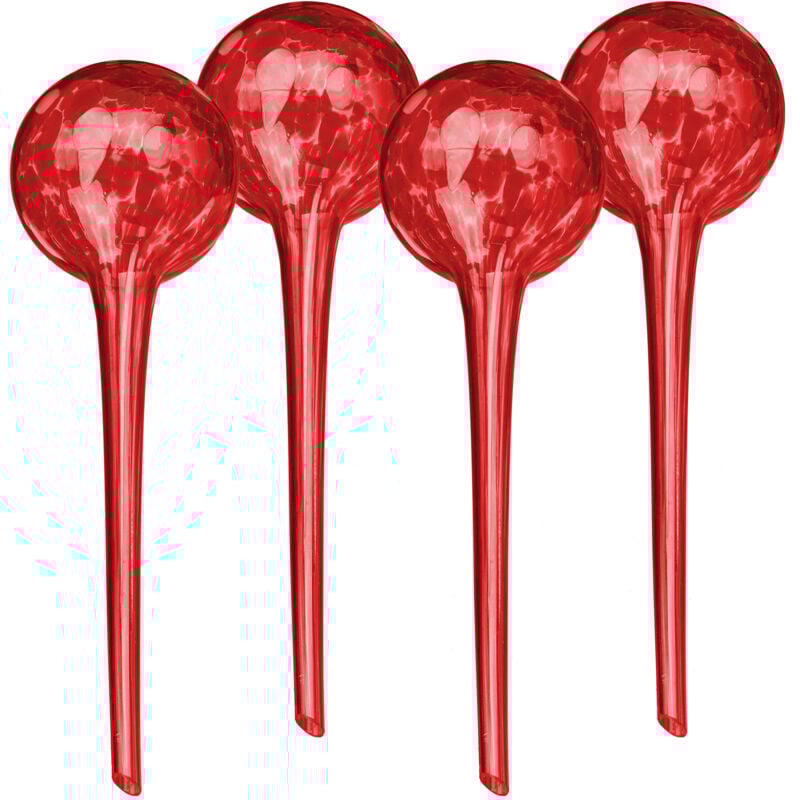 foto del prodotto sfere per irrigazione, hxd 30x9 cm, set 4 irrigatori automatici per piante e fiori in vacanza, vetro, rosso relaxdays