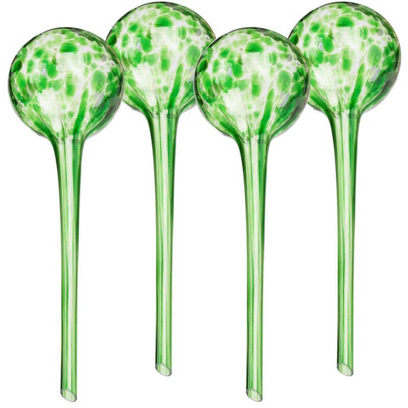 foto del prodotto sfere per irrigazione, hxd 30x9 cm, set 4 irrigatori automatici per piante e fiori in vacanza, vetro, verde relaxdays