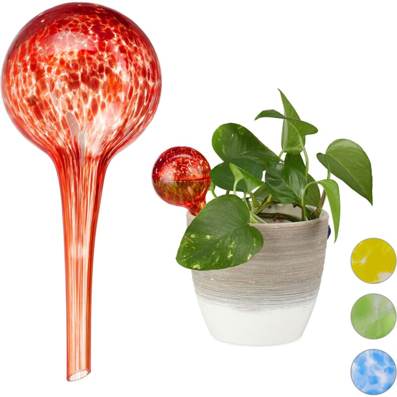 foto del prodotto sfere per irrigazione, set da 20, per piante e fiori, irrigatori per ufficio vacanza, 6cm, in vetro, rosso