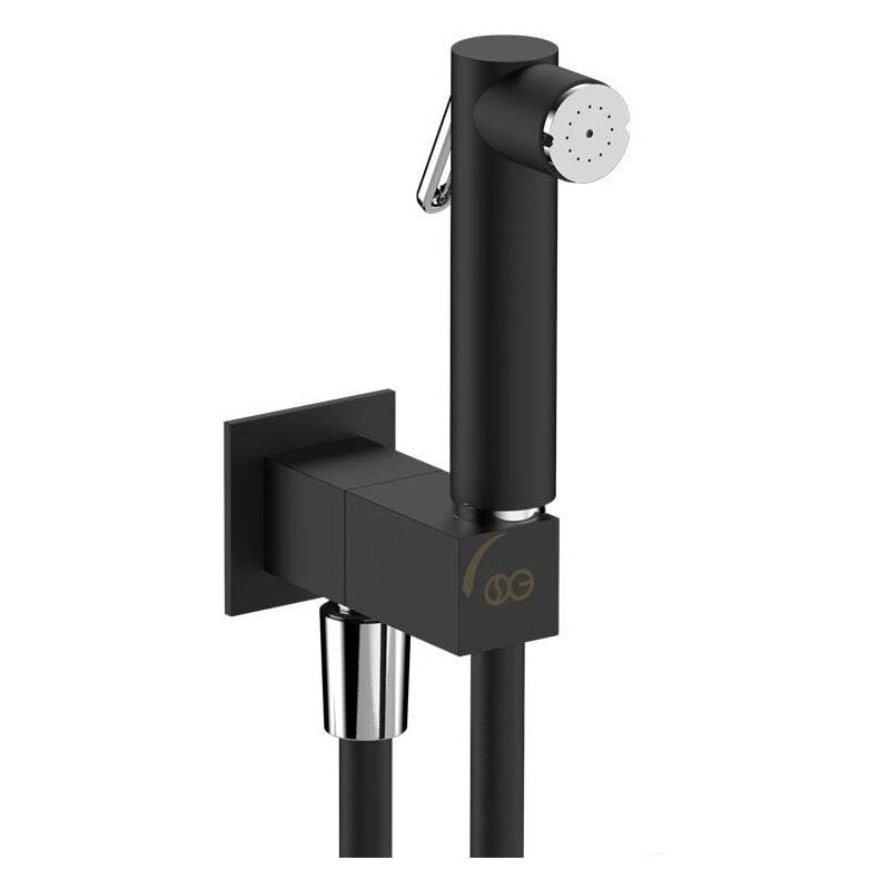 foto del prodotto sg lighting kit doccia igienica idroscopino square dual 2 getti con presa acqua e rubinetto integrato ingenius sg521ne nero opaco