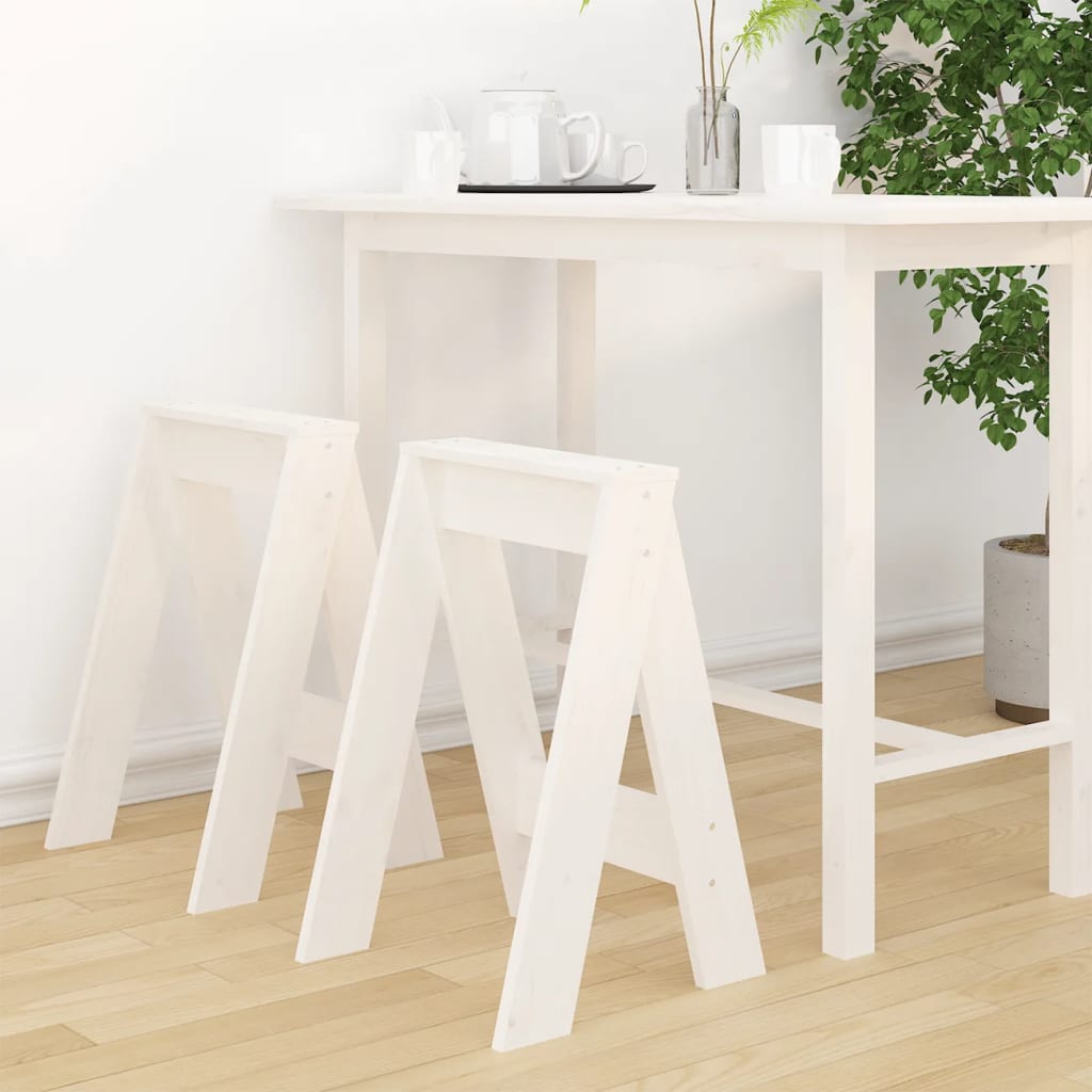 foto del prodotto sgabelli 2 pz bianchi 40x40x60 cm in legno massello di pino cod mxl 50314