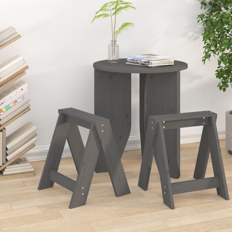 foto del prodotto sgabelli 2 pz grigio 40x40x45 cm in legno massello di pino vidaxl