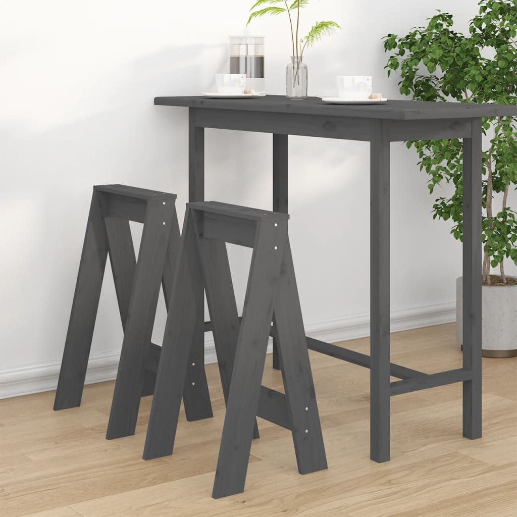 foto del prodotto sgabelli 2 pz grigio 40x40x75 cm in legno massello di pino cod mxl 50211