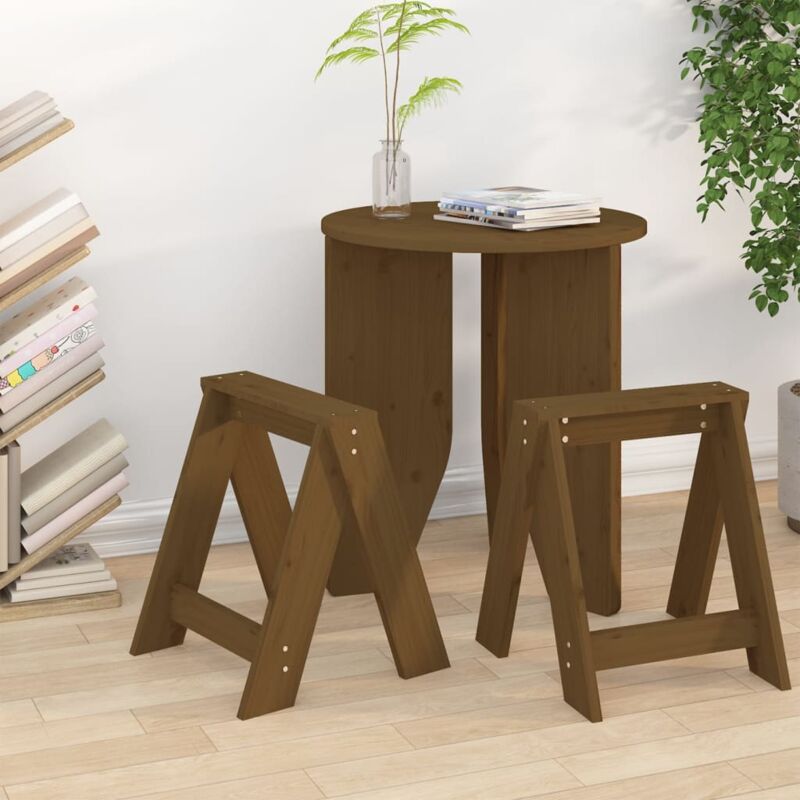 foto del prodotto sgabelli 2 pz marrone ambra 40x40x45 cm legno massello di pino vidaxl