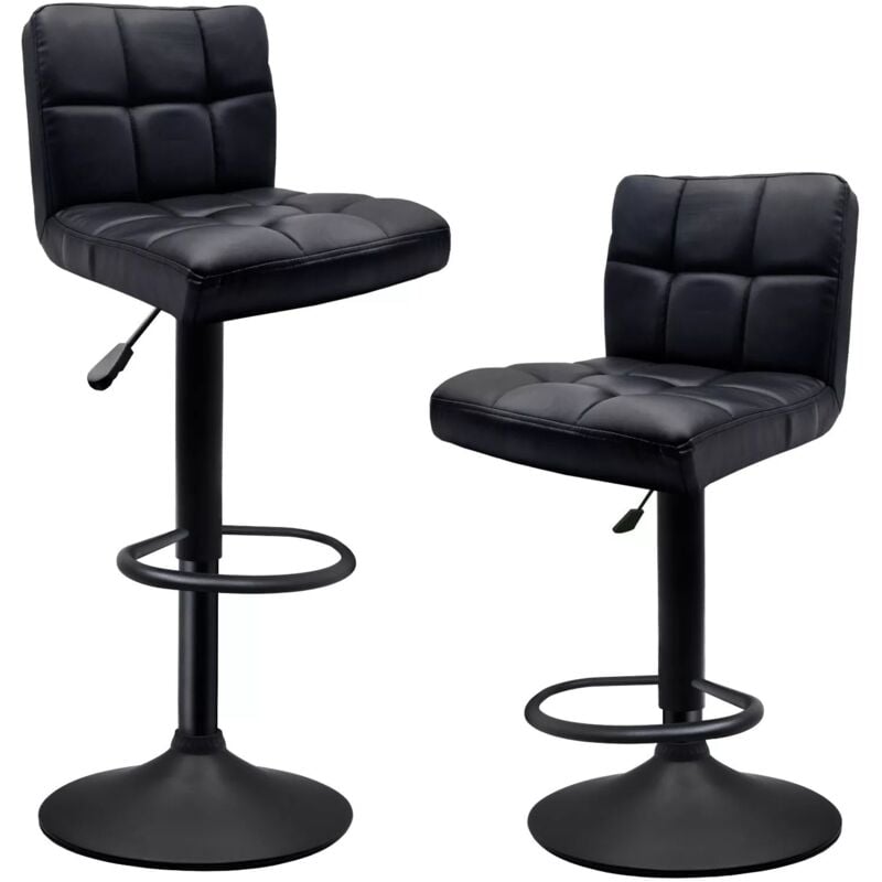 foto del prodotto sgabelli alti girevoli in eco pelle imbottita, struttura in metallo nero, altezza regolabile 88 107 cm, sgabelli ergonomici con schienale per cucina
