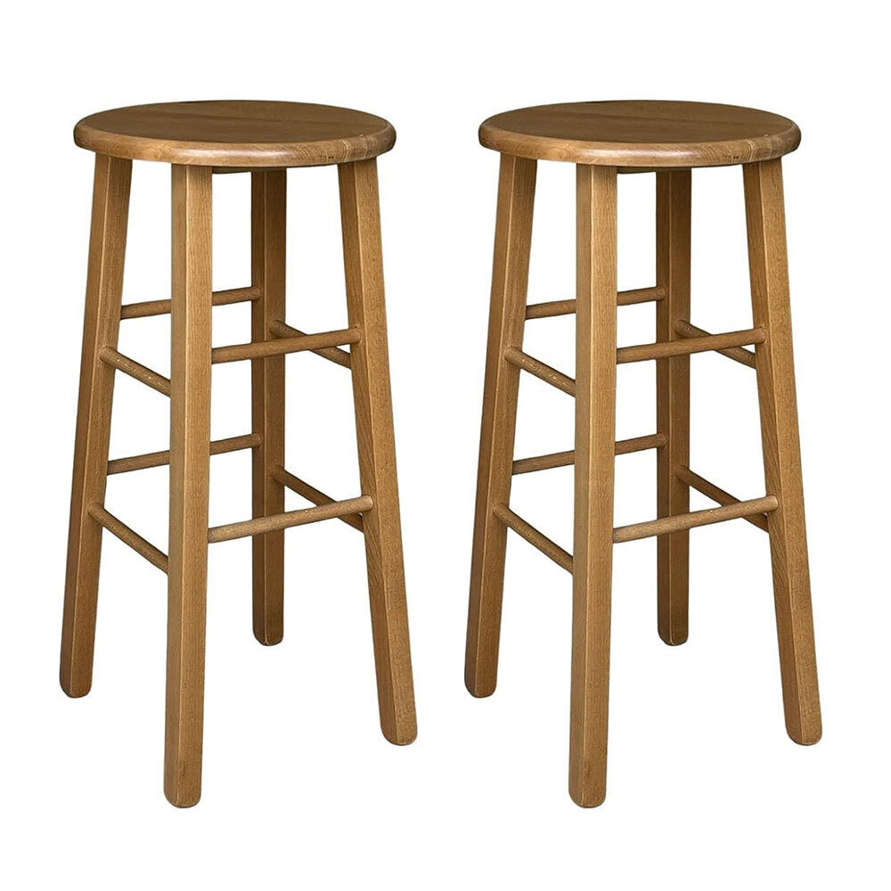 foto del prodotto sgabelli bar 2 rotondi h 68 cm noce chiaro gambe dritte