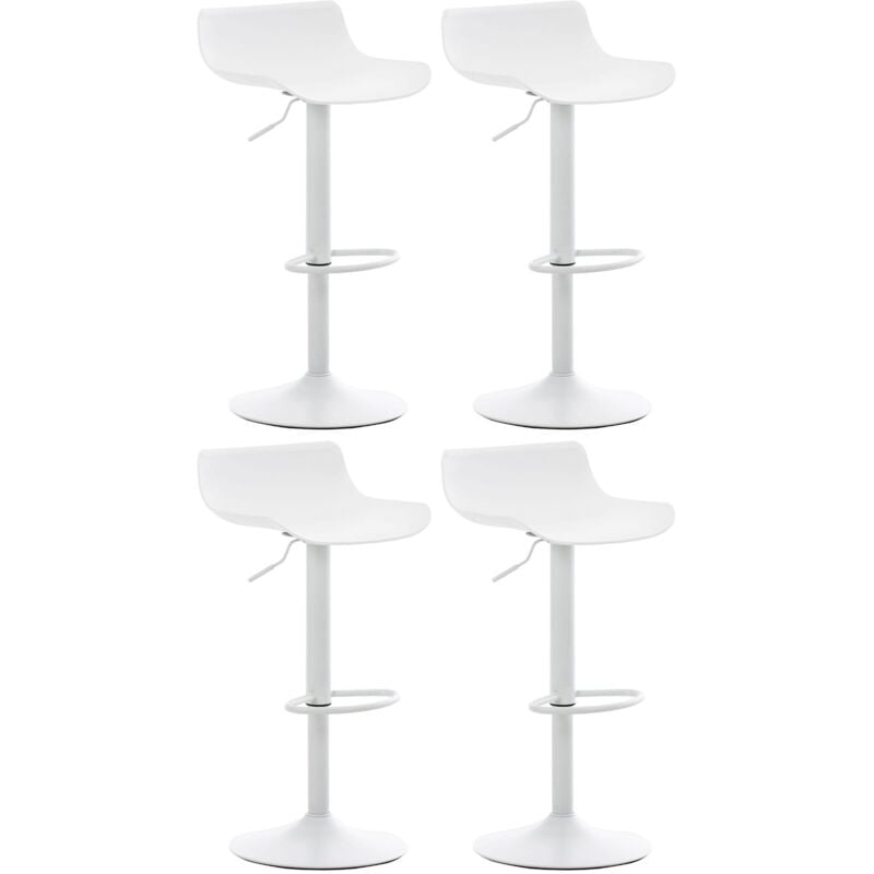 foto del prodotto sgabelli bar x4 con poggiapiedi regolabile in altezza design moderno in plastica bianca e metallo bianco 100004497