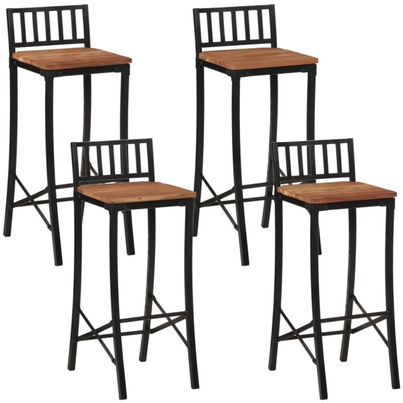 foto del prodotto sgabelli bar x4 seggioloni design rustico in legno di acacia e ferro dec029411