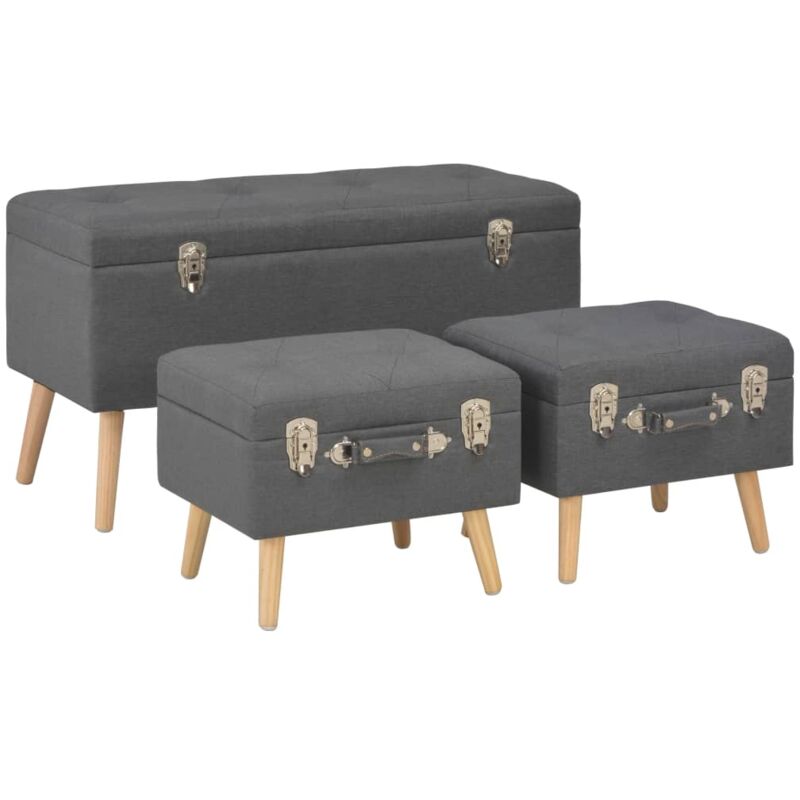 foto del prodotto sgabelli con contenitore 3 pz in tessuto grigio scuro vidaxl 906733