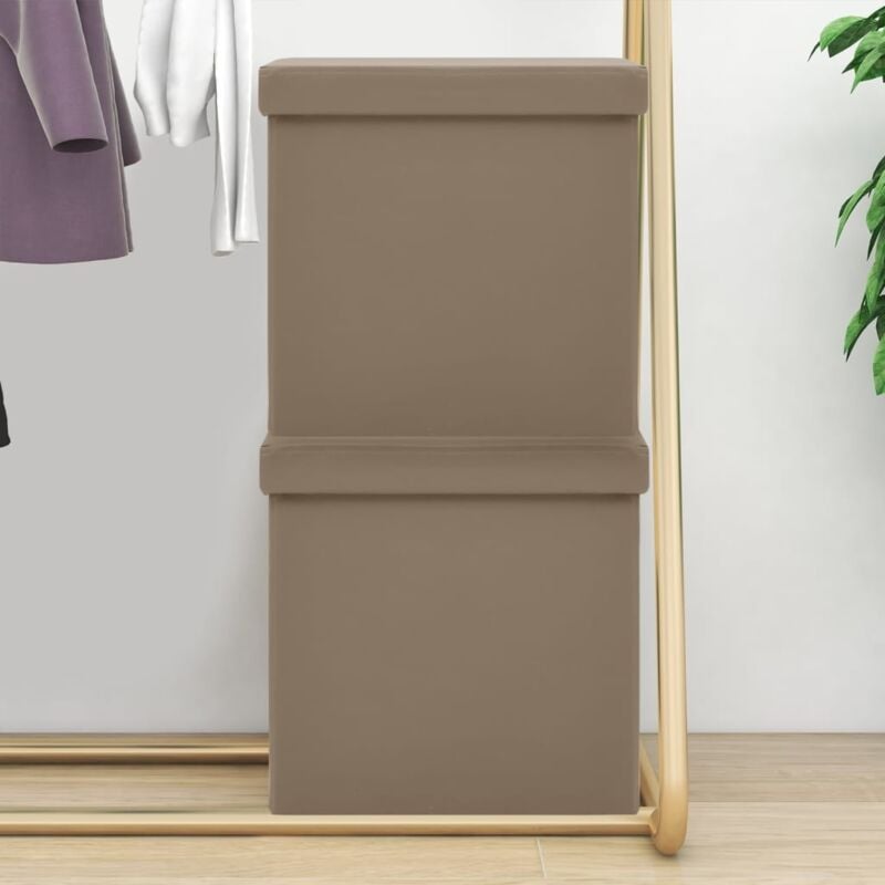 foto del prodotto sgabelli con contenitore pieghevoli 2 pz cappuccino in pvc vidaxl