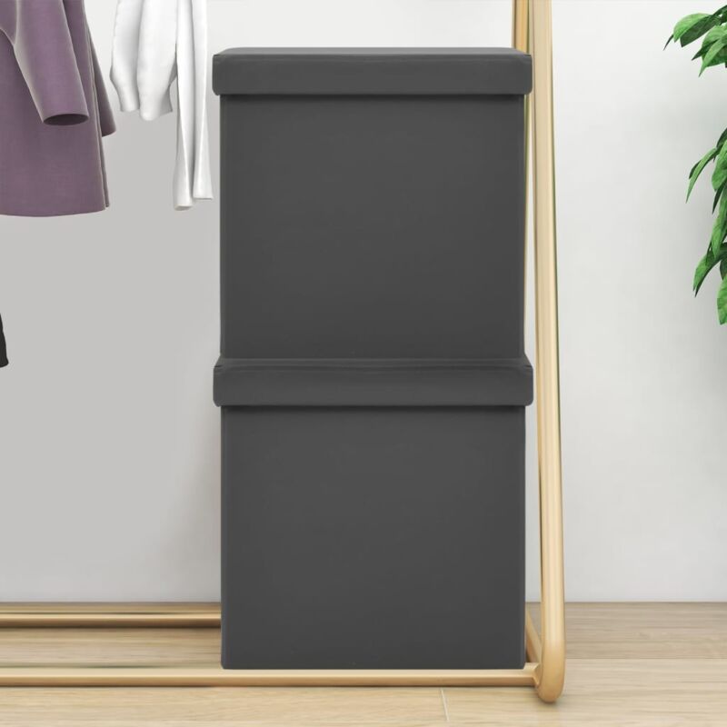 foto del prodotto sgabelli con contenitore pieghevoli 2 pz grigi in pvc vidaxl