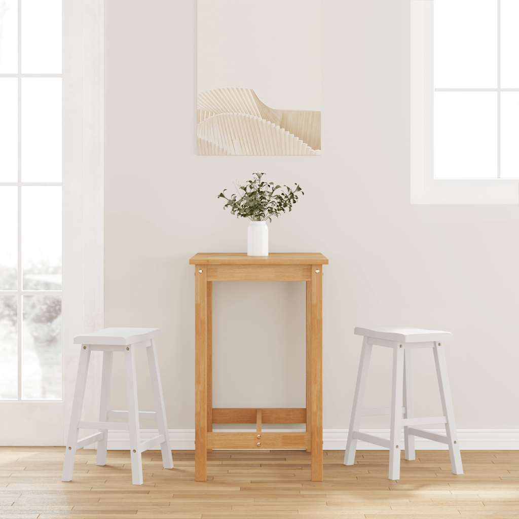 foto del prodotto sgabelli da bar 2 pz bianchi in legno massello di hevea