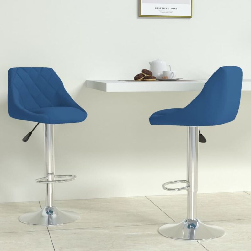 foto del prodotto sgabelli da bar 2 pz blu in velluto cod mxl 56153