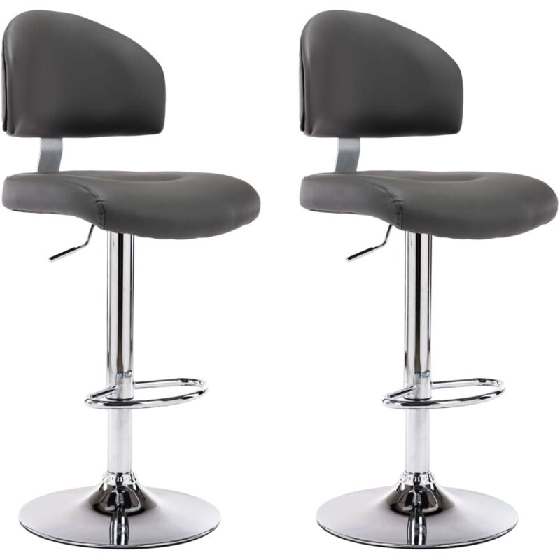 foto del prodotto sgabelli da bar 2 pz grigi in similpelle cod mxl 69434