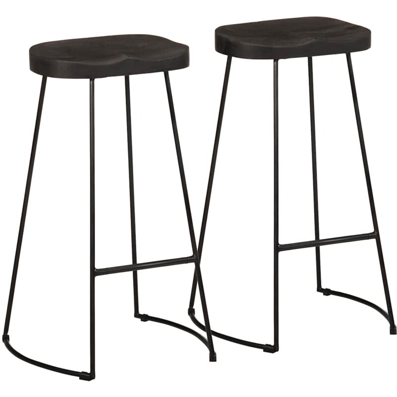 foto del prodotto sgabelli da bar 2 pz neri 45x40x78 cm legno massello di mango vidaxl