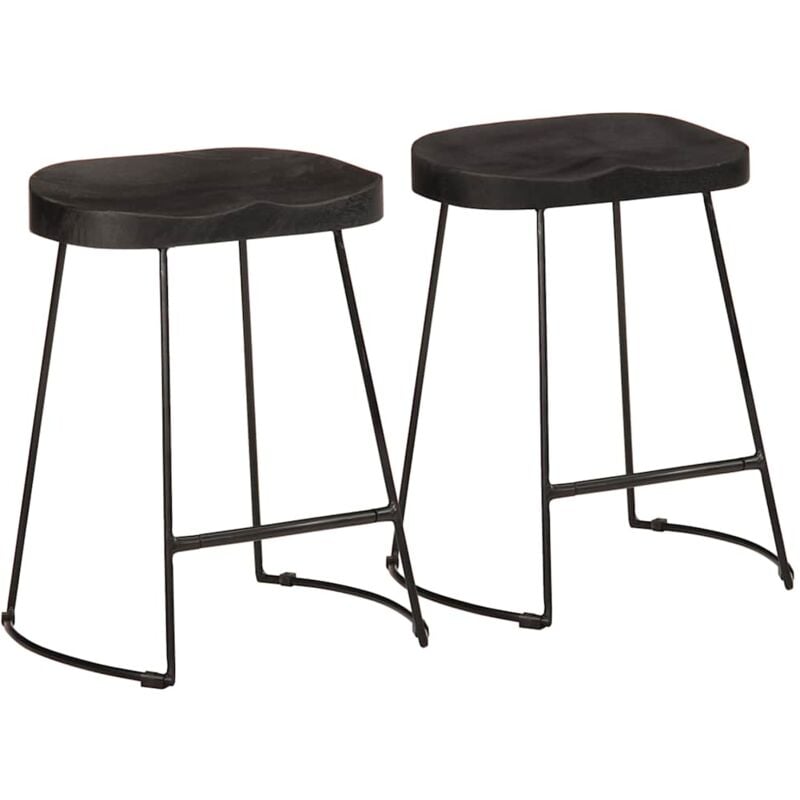 foto del prodotto sgabelli da bar 2 pz neri 46x38x52 cm legno massello di mango vidaxl