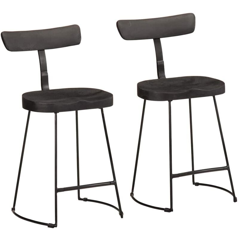 foto del prodotto sgabelli da bar 2 pz neri 49x43x79 cm legno massello di mango vidaxl