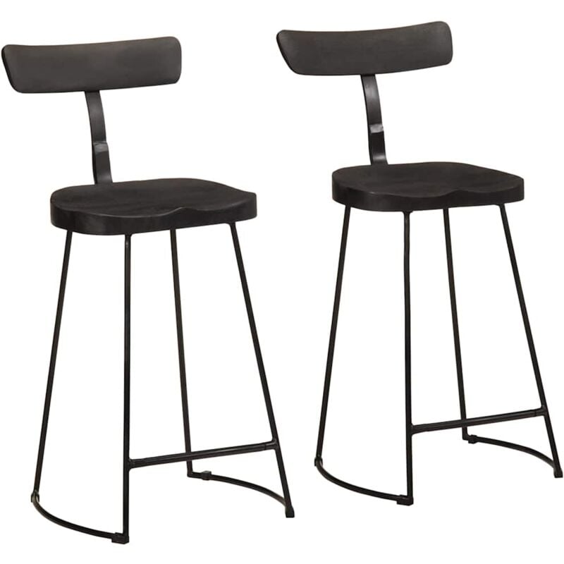 foto del prodotto sgabelli da bar 2 pz neri 49x43x88 cm legno massello di mango vidaxl