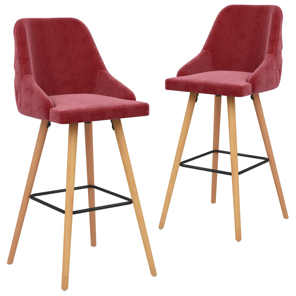 foto del prodotto sgabelli da bar 2 pz rosso vino in velluto cod mxl 67307
