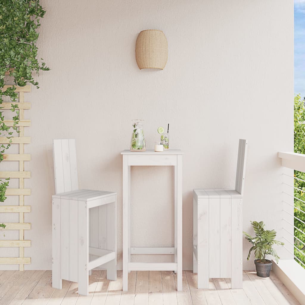 foto del prodotto sgabelli da bar 2pz bianchi 40x42x120 cm legno massello pino
