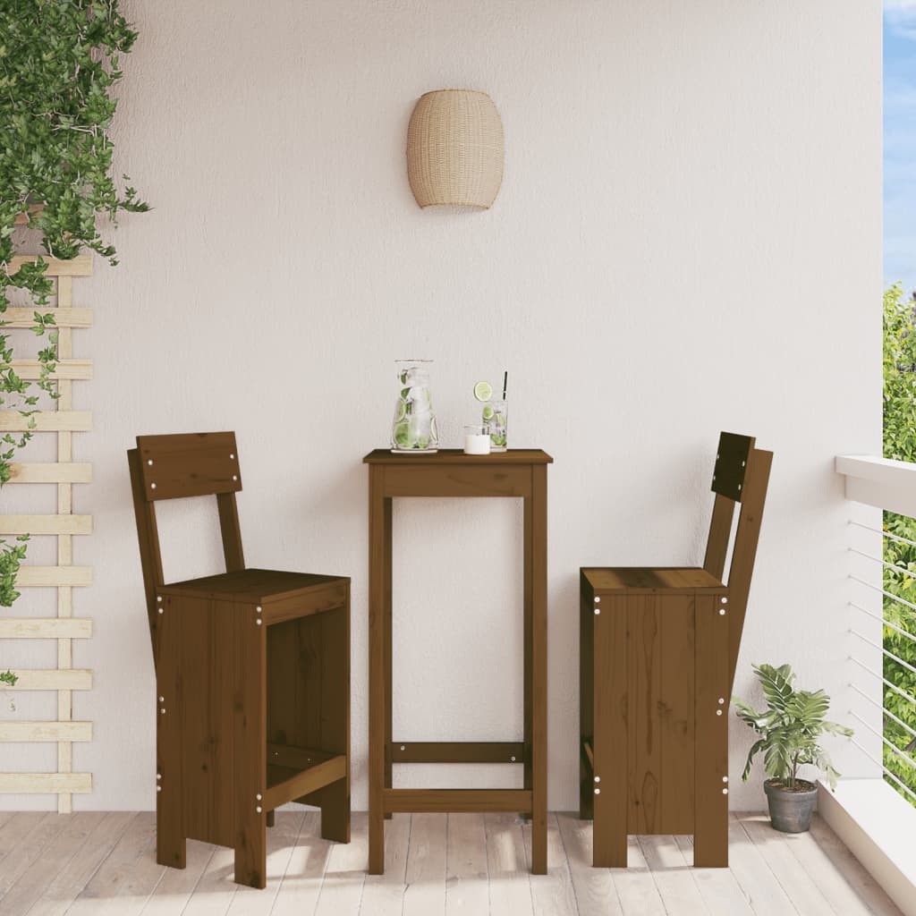 foto del prodotto sgabelli da bar 2pz miele 40x48,5x115,5 cm legno massello pinocod mxl 103479
