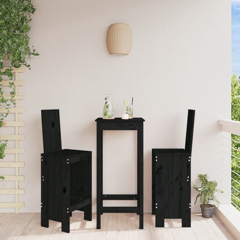 foto del prodotto sgabelli da bar 2pz neri 40x42x120 cm legno massello pinocod mxl 80553