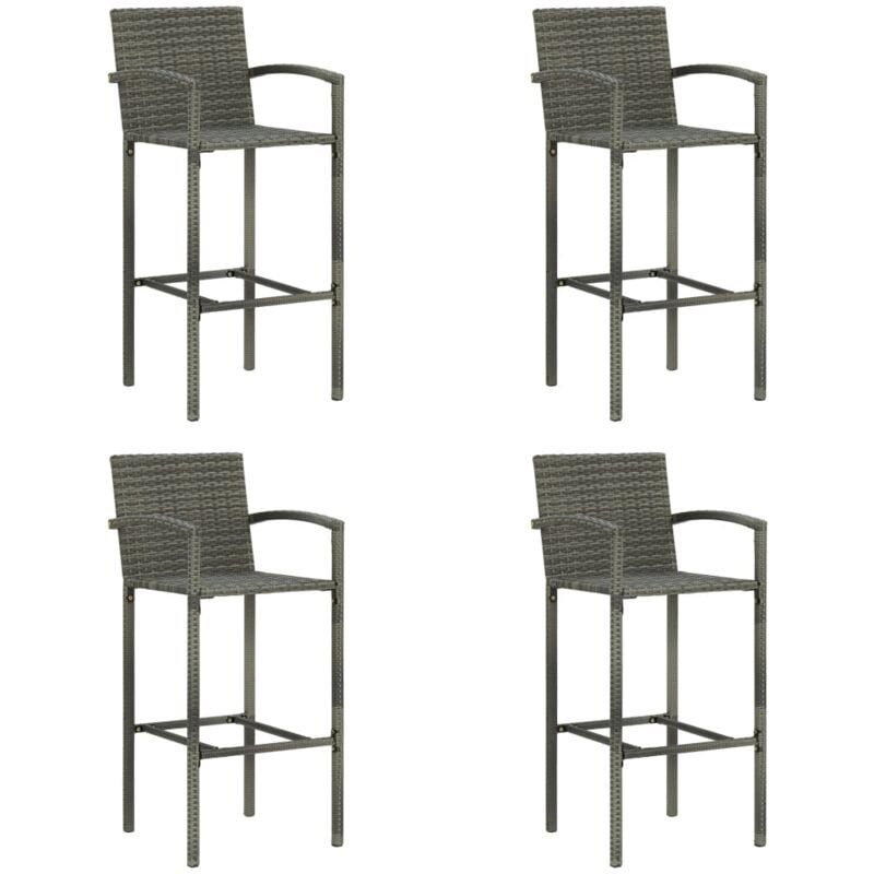foto del prodotto sgabelli da bar 4 pz grigi in polyrattan vidaxl
