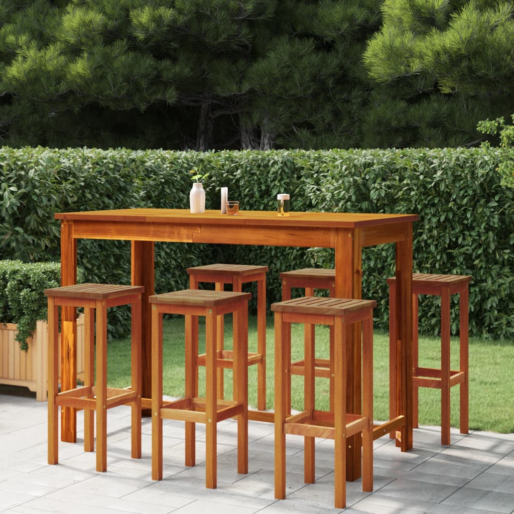 foto del prodotto sgabelli da bar 6 pz in legno massello di acacia cod mxl 78449