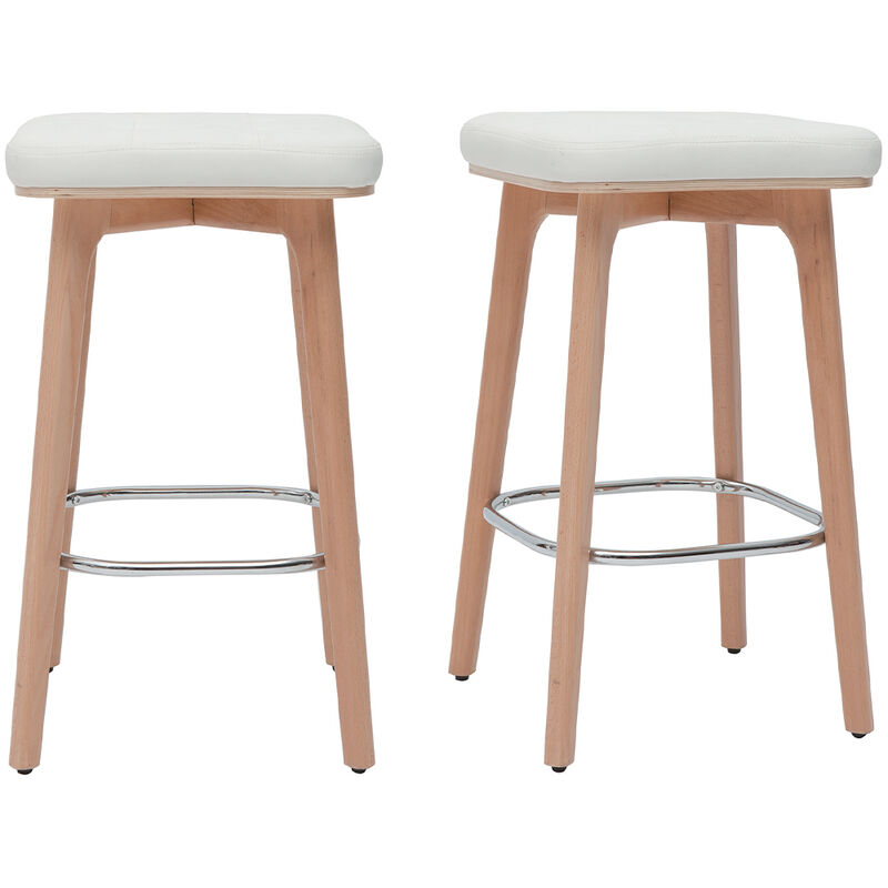 immagine 0 del prodotto sgabelli da bar bianco e legno chiaro 65 cm set di 2 gramma