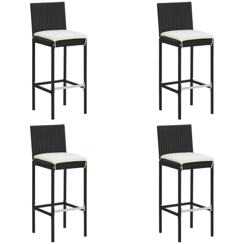 foto del prodotto sgabelli da bar con cuscini 4 pz neri in polyrattan vidaxl