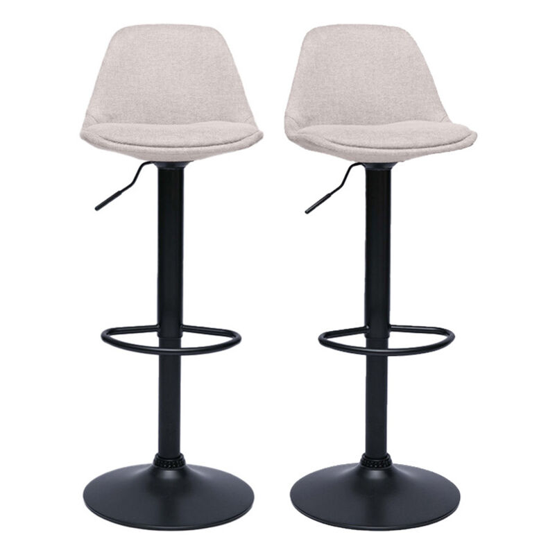 foto del prodotto sgabelli da bar design in tessuto effetto velluto beige set di 2 steevy