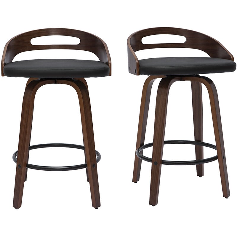 foto del prodotto sgabelli da bar design legno scuro e poliuretano bianco 65 cm set di 2 mano