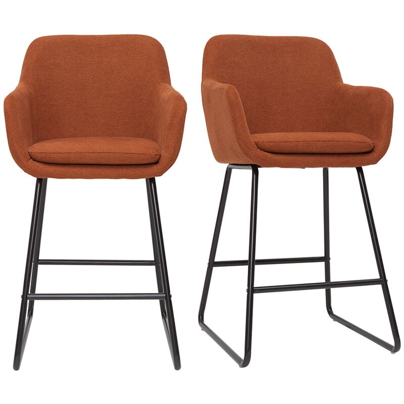 foto del prodotto sgabelli da bar in tessuto effetto velluto color bruciato h65 cm set di 2 amika