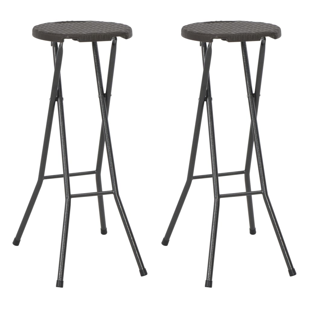 foto del prodotto sgabelli da bar pieghevoli 2 pz hdpe e acciaio marroni rattancod mxl 81452