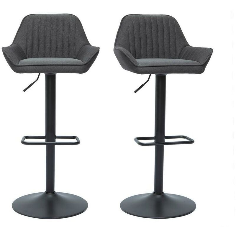 foto del prodotto sgabelli da bar regolabili design in tessuto grigio antracite set di 2 ronnie