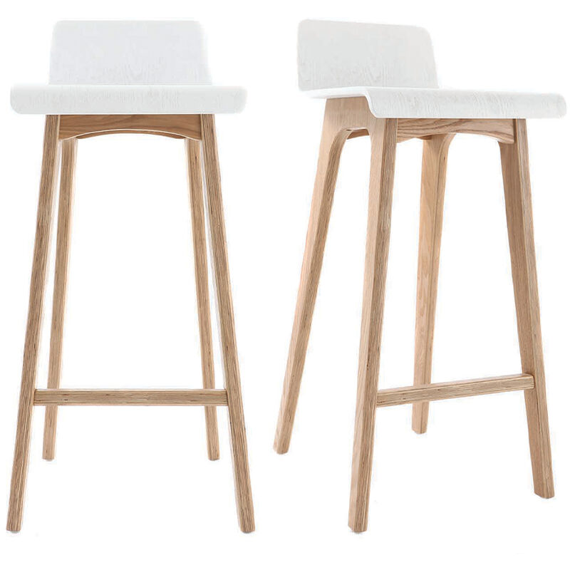 foto del prodotto sgabelli da bar scandinavi bianco e legno chiaro h75 cm set di 2 baltik
