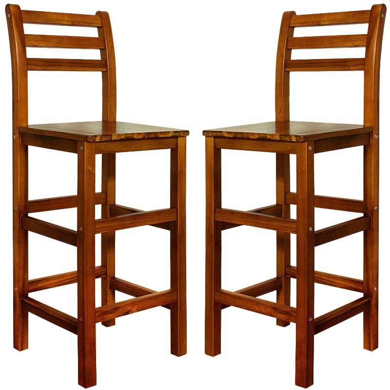 foto del prodotto sgabelli da bar set di 2 in legno 110x40x36cm con schienale