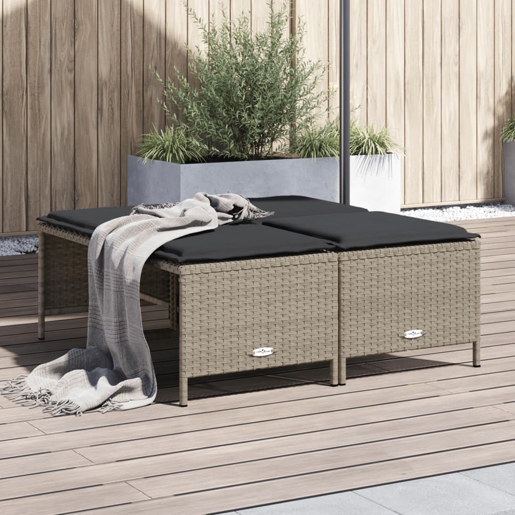 foto del prodotto sgabelli da giardino con cuscini 4 pz grigio chiaro polyrattan