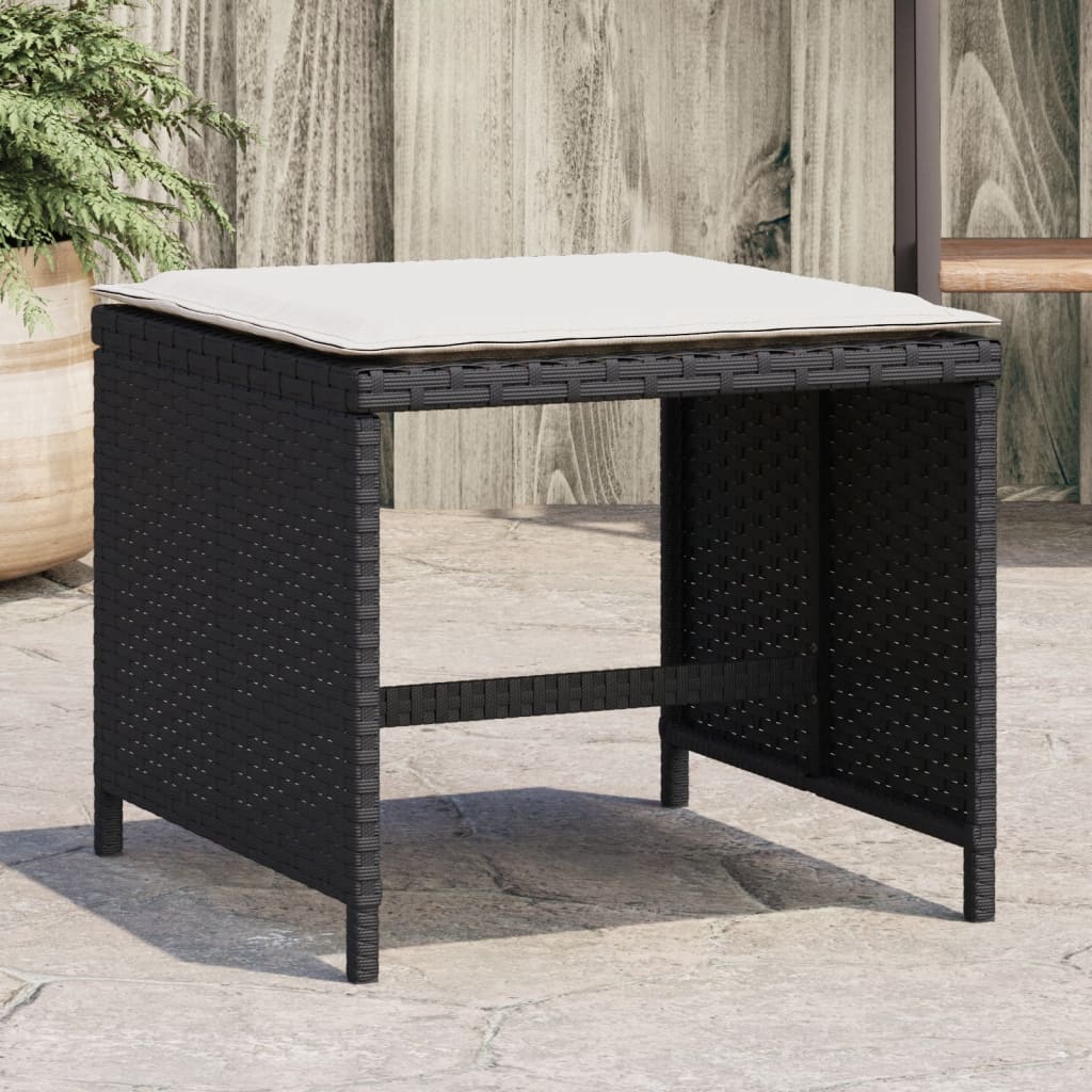 foto del prodotto sgabelli da giardino con cuscini 4pz neri 41x41x36cm polyrattancod mxl 87086