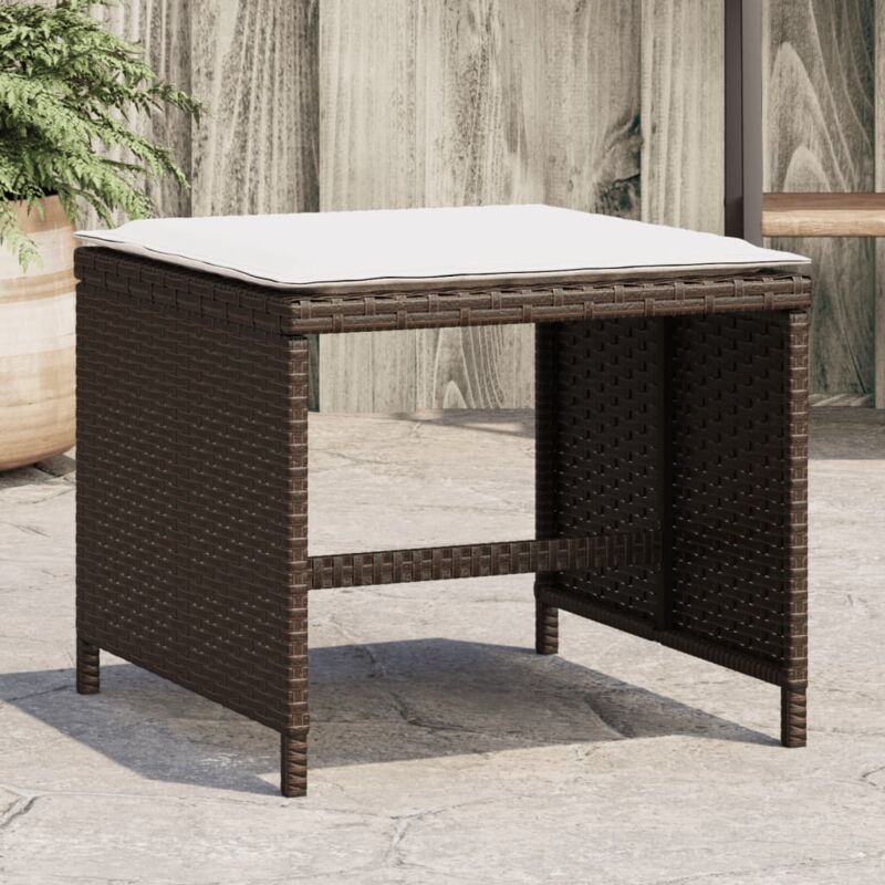 foto del prodotto sgabelli giardino con cuscini 4pz marroni 40x40x35cm polyrattan vidaxl