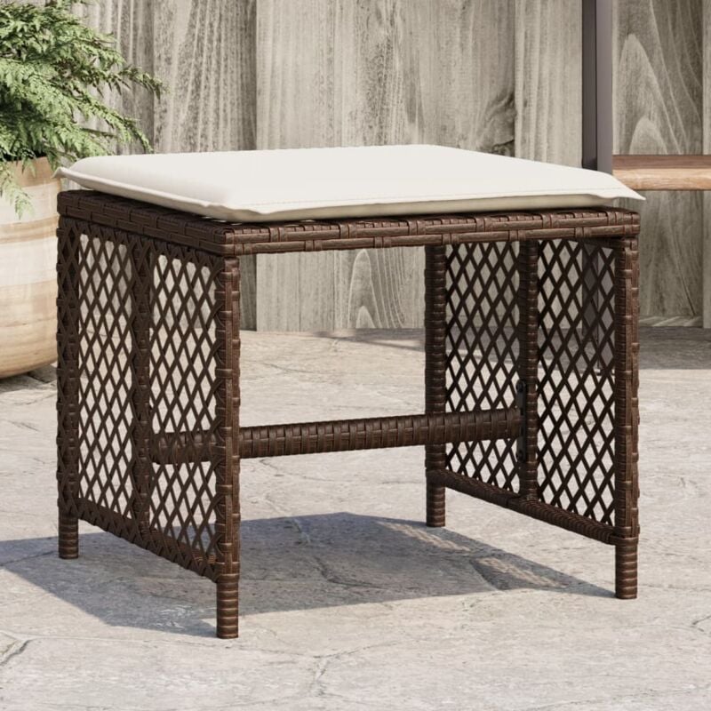 foto del prodotto sgabelli giardino con cuscini 4pz marroni 41x41x36cm polyrattan vidaxl