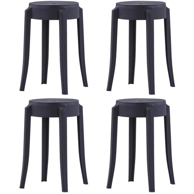 foto del prodotto sgabelli impilabili 4 pz neri in plastica vidaxl