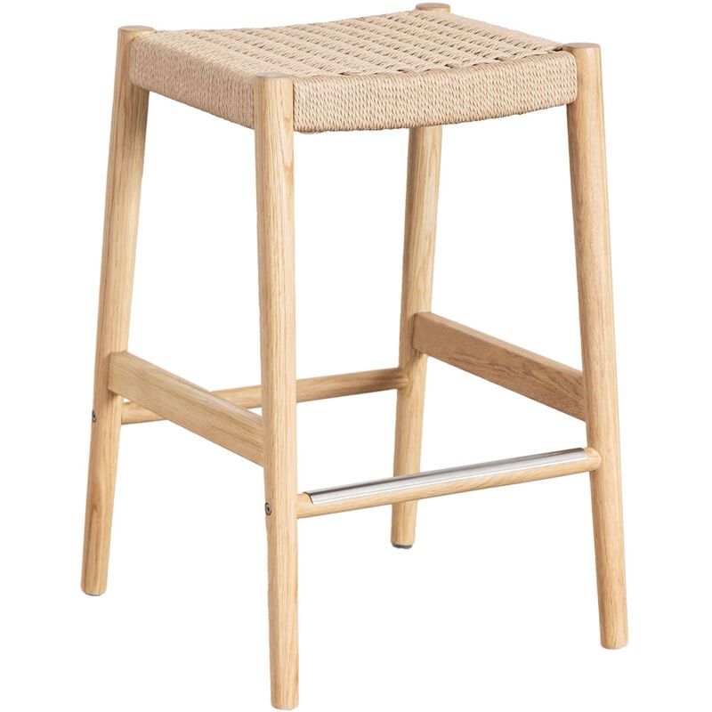foto del prodotto sgabello alto 65 cm in legno di rovere e corda intrecciata mara sklum