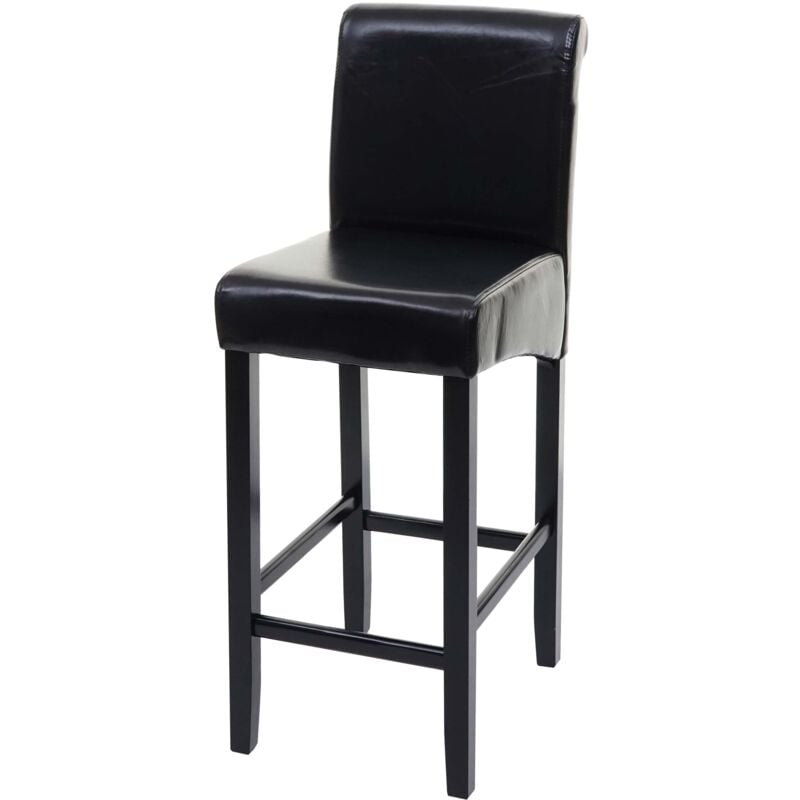 foto del prodotto sgabello alto bar lounge elegante hhg 525 legno pelle 105x39x53cm nero piedi scuri