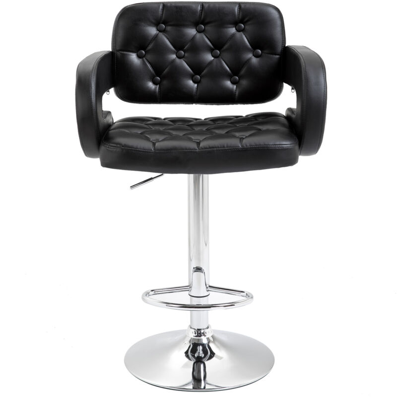 foto del prodotto sgabello alto da bar con schienale e braccioli altezza regolabile nero - homcom