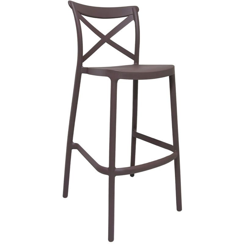 foto del prodotto sgabello alto da bar in plastica polipropilene marrone sprint h 75 cm