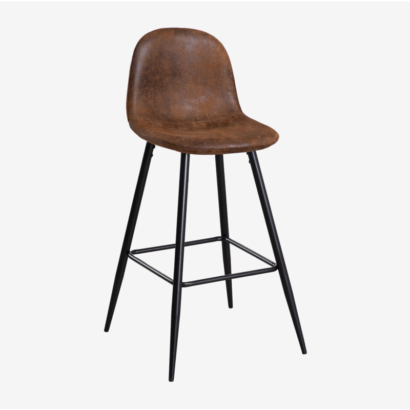 foto del prodotto sgabello alto glamm in similpelle sklum caff vintage nero