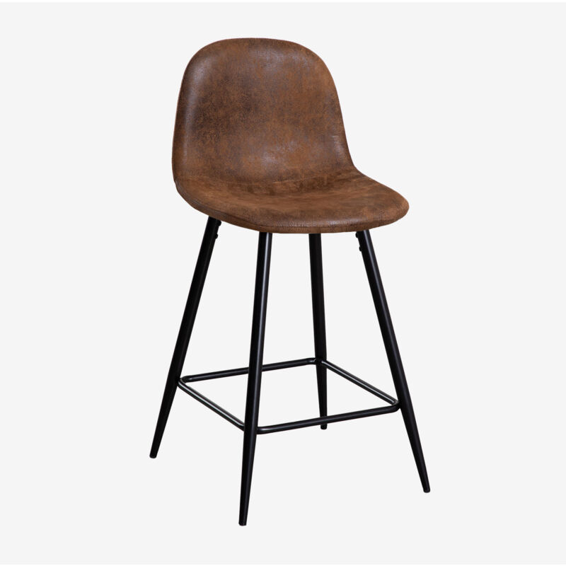 foto del prodotto sgabello alto glamm in similpelle sklum caff vintage nero