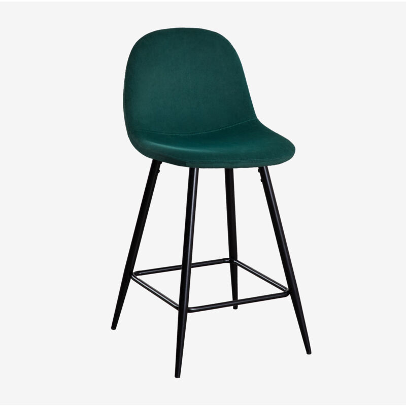 foto del prodotto sgabello alto glamm in velluto sklum verde jungle nero