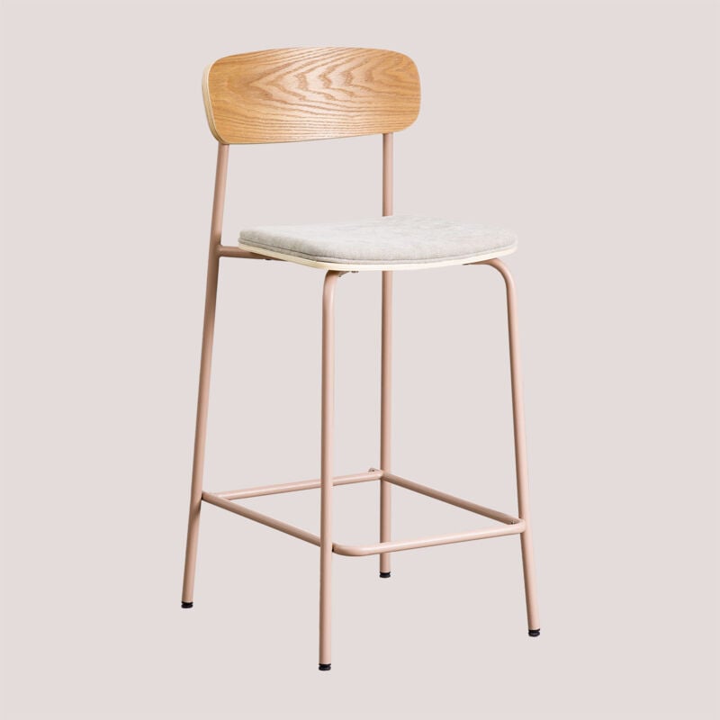 foto del prodotto sgabello alto impilabile wilpier 65cm in ferro e legno sklum